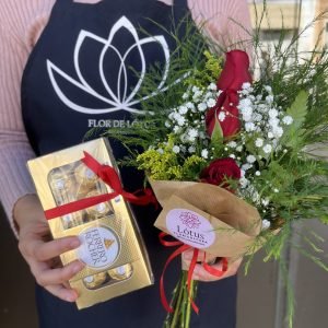 Trio de Rosas com Ferrero