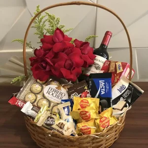 Cesta Vinho e Chocolate